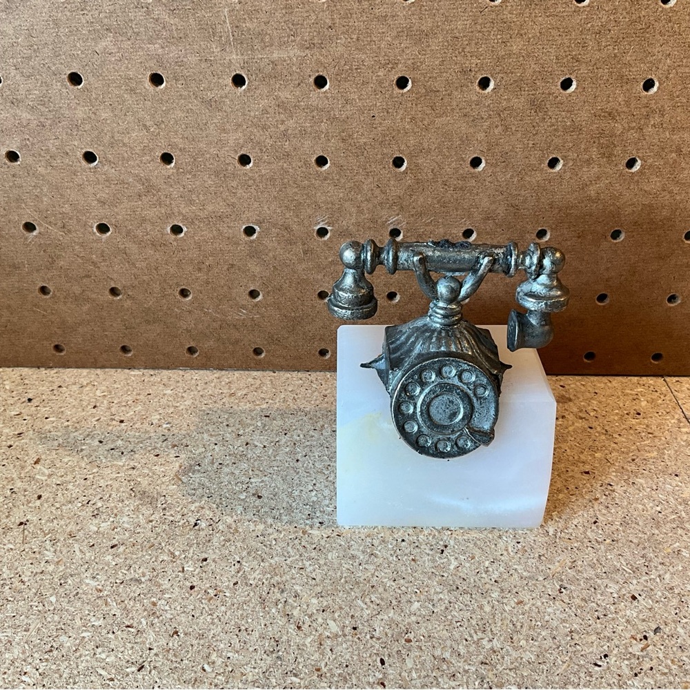Vintage Style Silver Telephone Paperweight/Decor Piece. Unique.